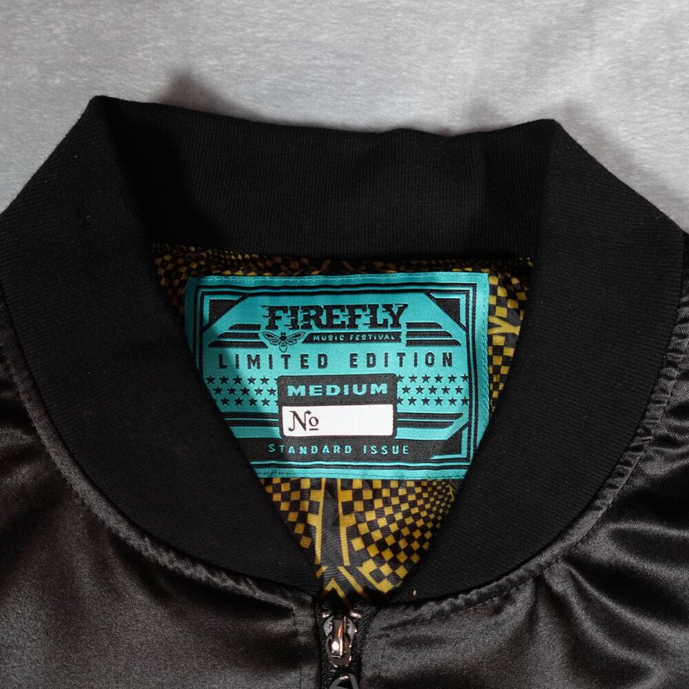 FireFly Music Festival Satin Bomber Jacket Mens M Limited Black - Picture 3 of 10